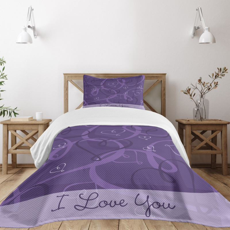 Indigo Purple Hearts Bedspread Set