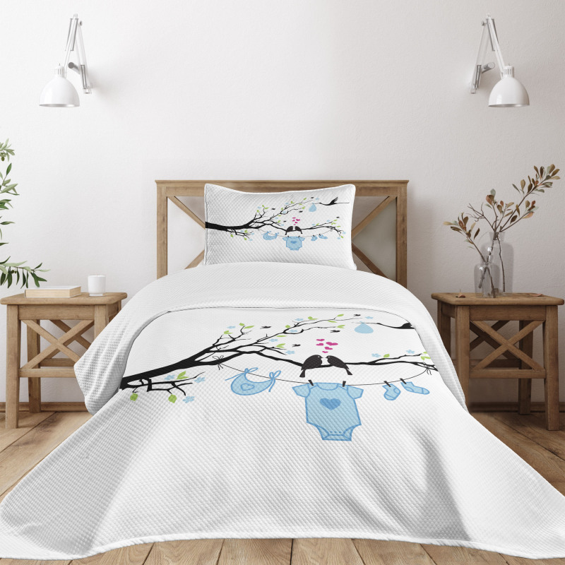 Birds Child Clothes Bedspread Set