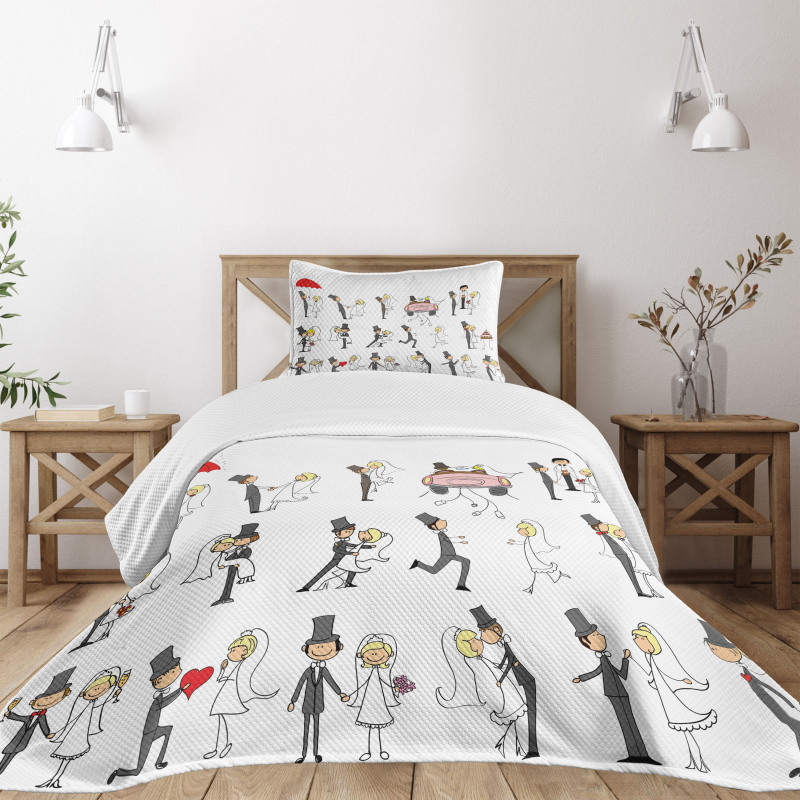 Cartoon Couple Funny Bedspread Set