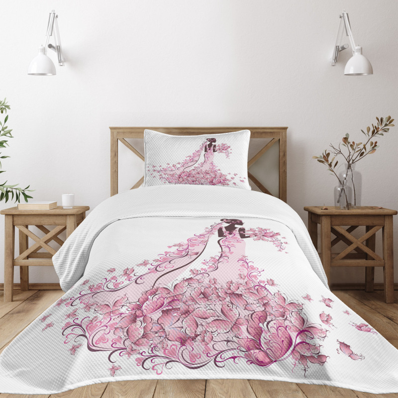 Floral Bridal Gown Bedspread Set