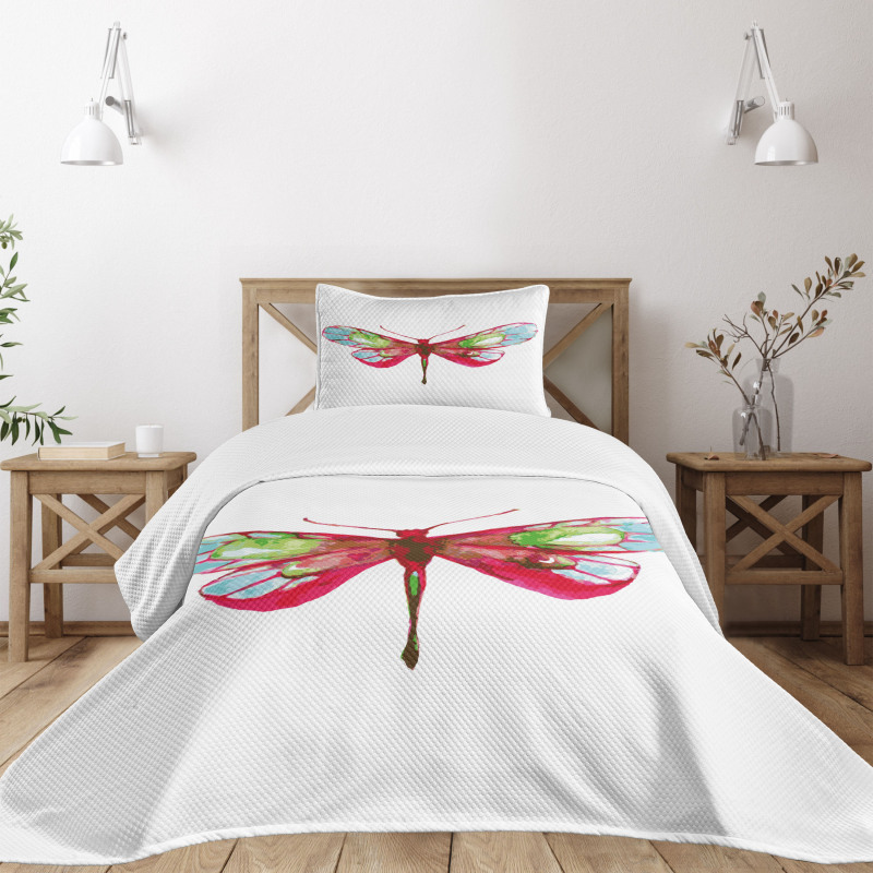 Watercolor Dragonfly Bedspread Set