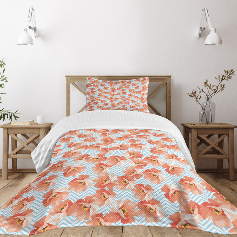 Romantic Poppy Flowers Bedspread Set