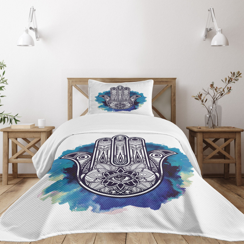 Hamsa Brushstrokes Bedspread Set