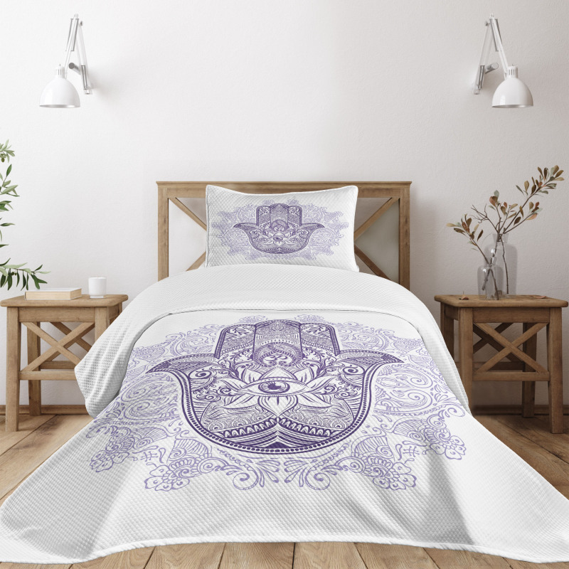 Ornate Hamsa Paisley Bedspread Set