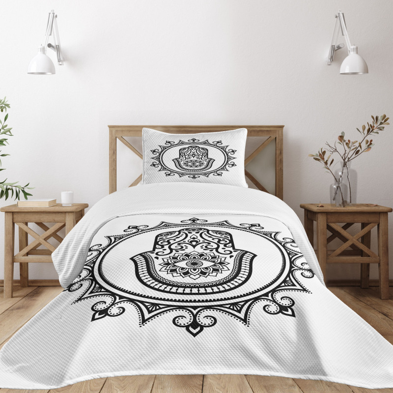 Hamsa Mandala Shape Bedspread Set