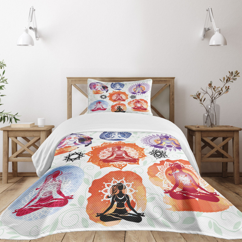 Women Meditating Lotus Bedspread Set