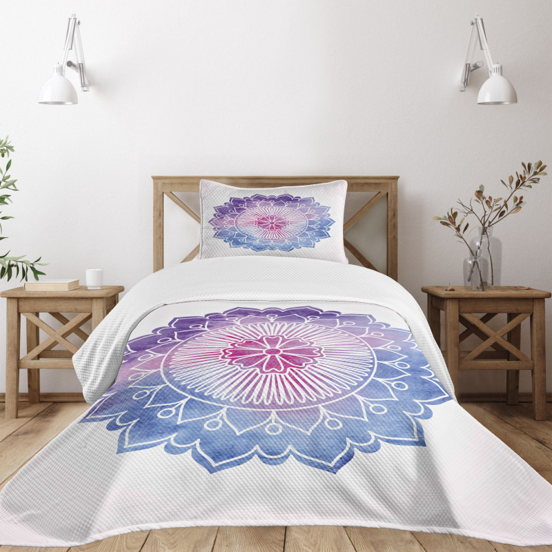 Boho Blossom Watercolor Bedspread Set