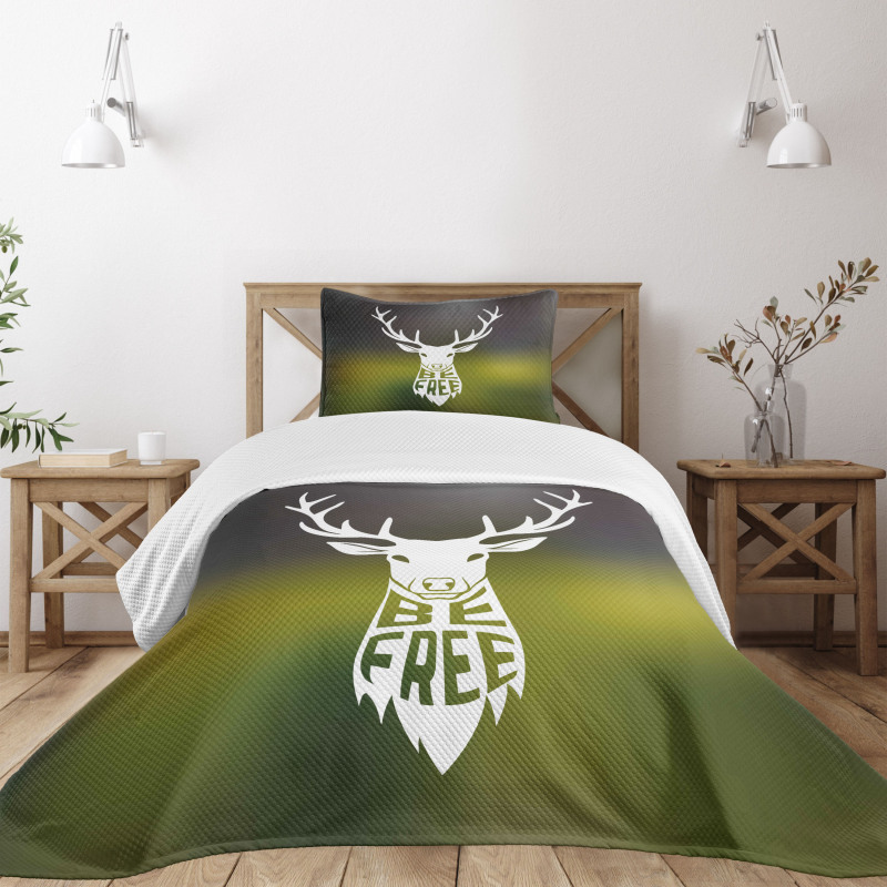 Deer Head Art Bedspread Set