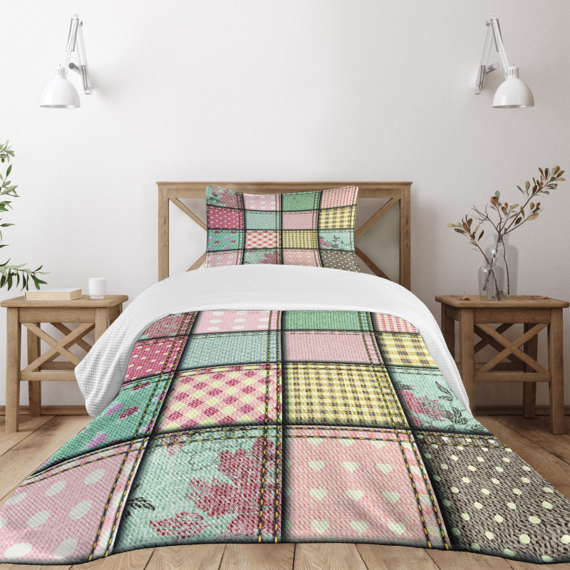 Square Pieces Tile Bedspread Set