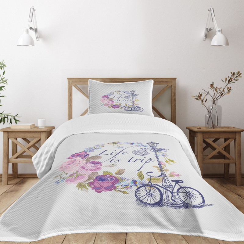 Life is Trip Words Bedspread Set