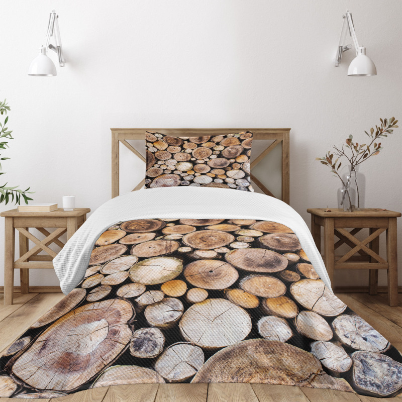 Wooden Logs Oak Tree Bedspread Set