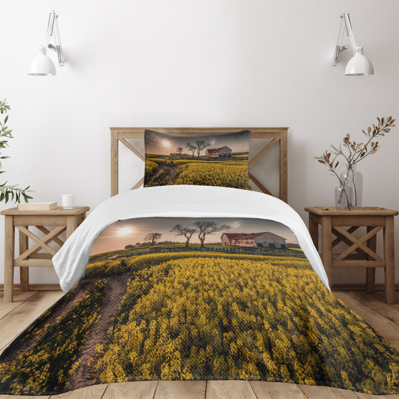 Old Rural House Bedspread Set