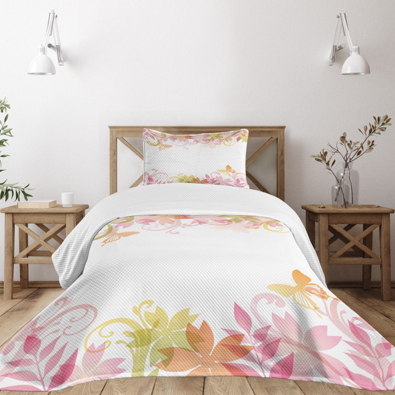 Floral Spring Wreath Bedspread Set