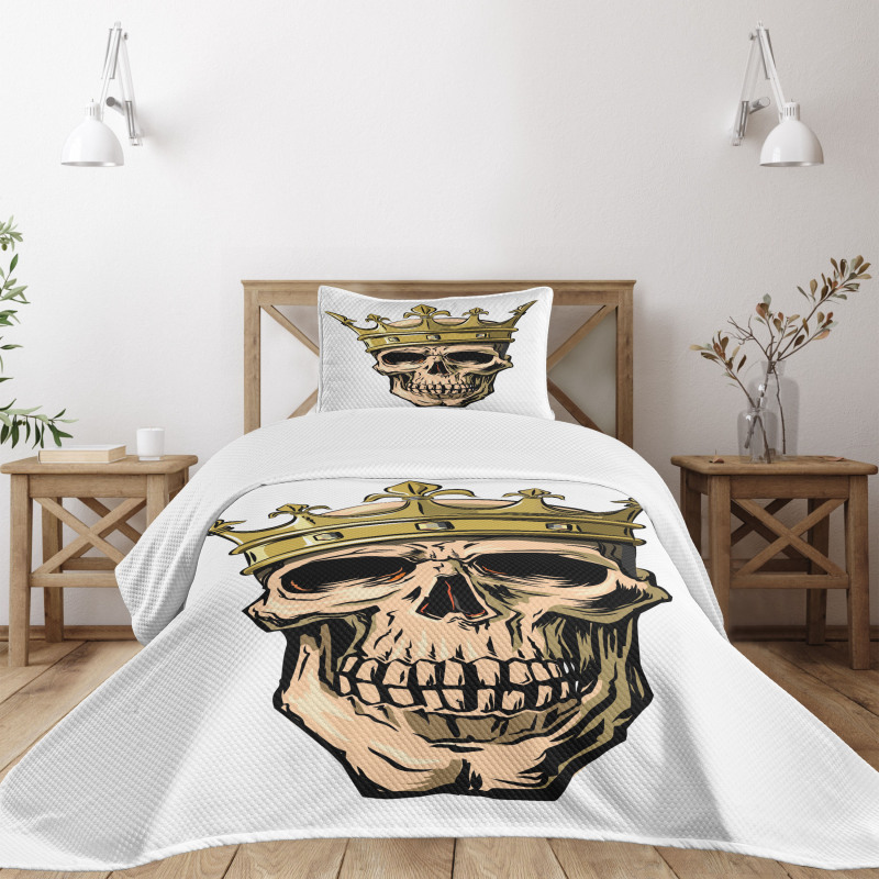 Skeleton Head with Crown Bedspread Set