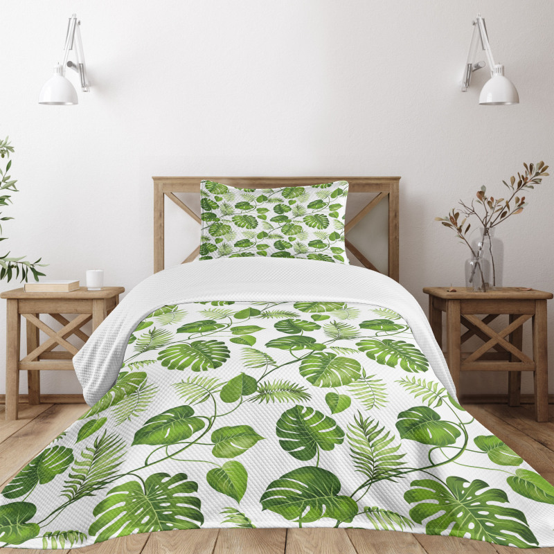 Swirls Palm Banana Trees Bedspread Set