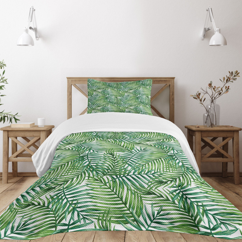 Botanical Wild Palm Trees Bedspread Set