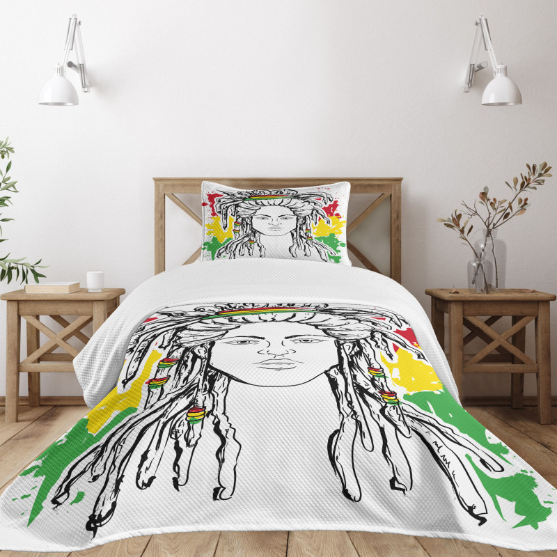 Grunge Flag Colors Reggae Bedspread Set