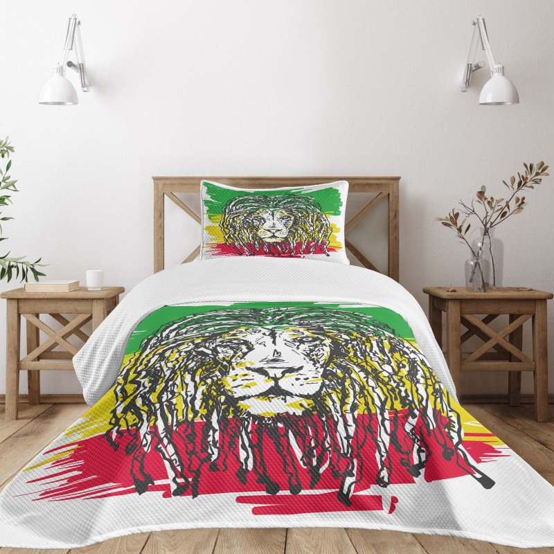 Hair Style Lion Portrait Bedspread Set