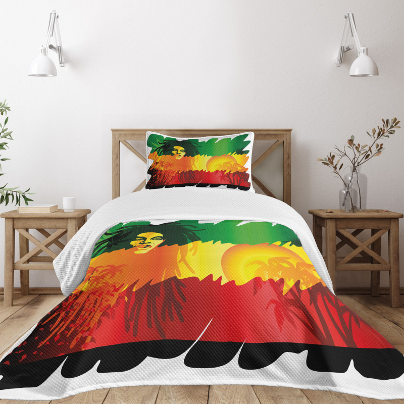 Reggae Music Singer Bedspread Set