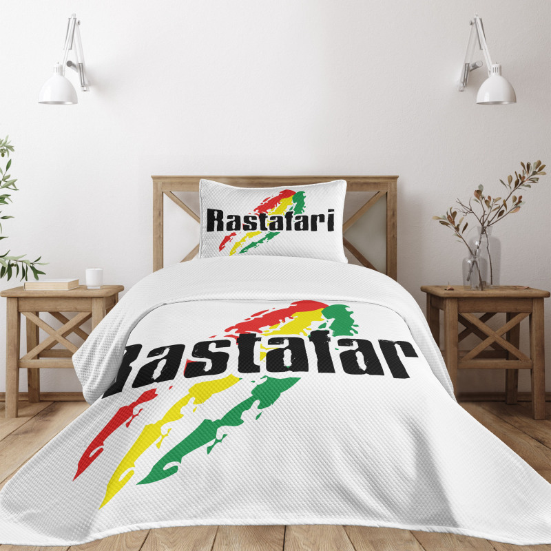 Grunge Rastafari Words Bedspread Set