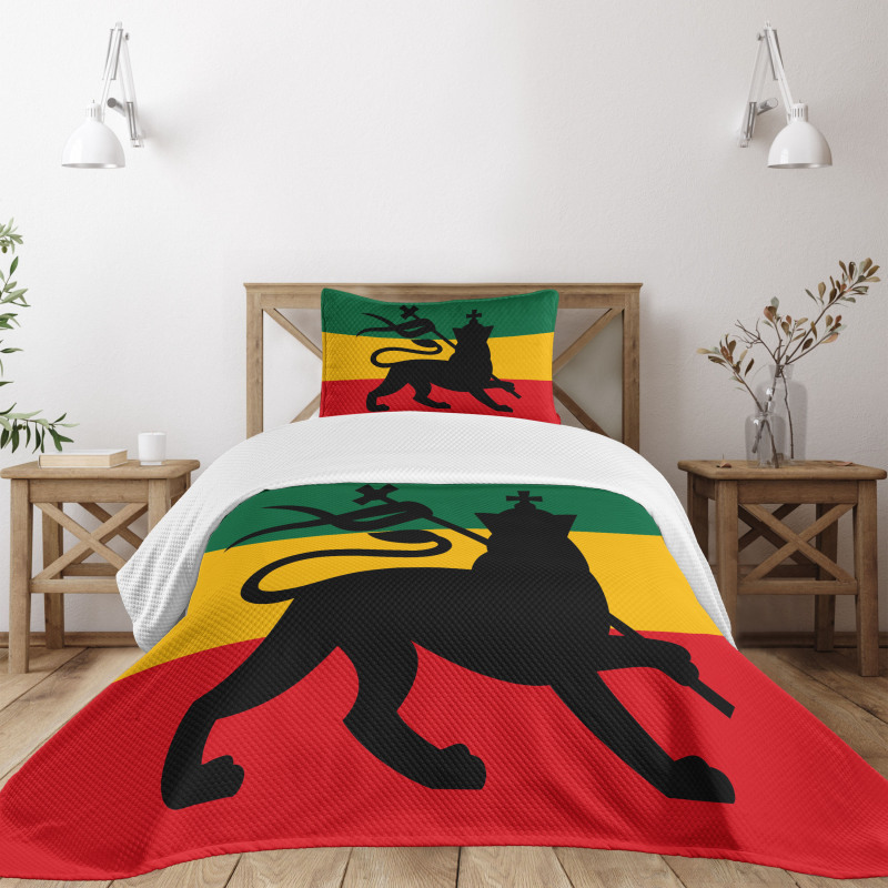 Judah Lion Reggae Flag Bedspread Set