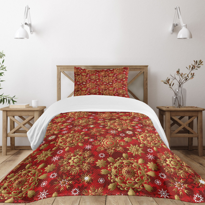 Xmas Flora Ornament Bedspread Set