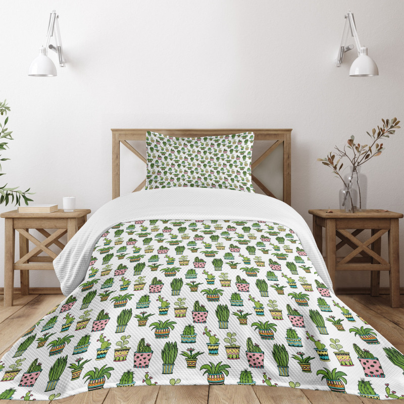 Succulent Doodle Pots Bedspread Set