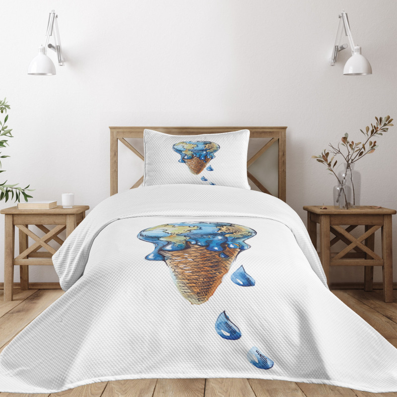 Globe Planet Earth Flavor Bedspread Set