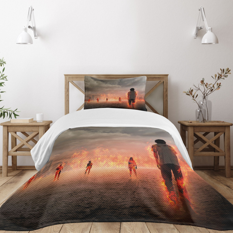 People in Flame Bedspread Set