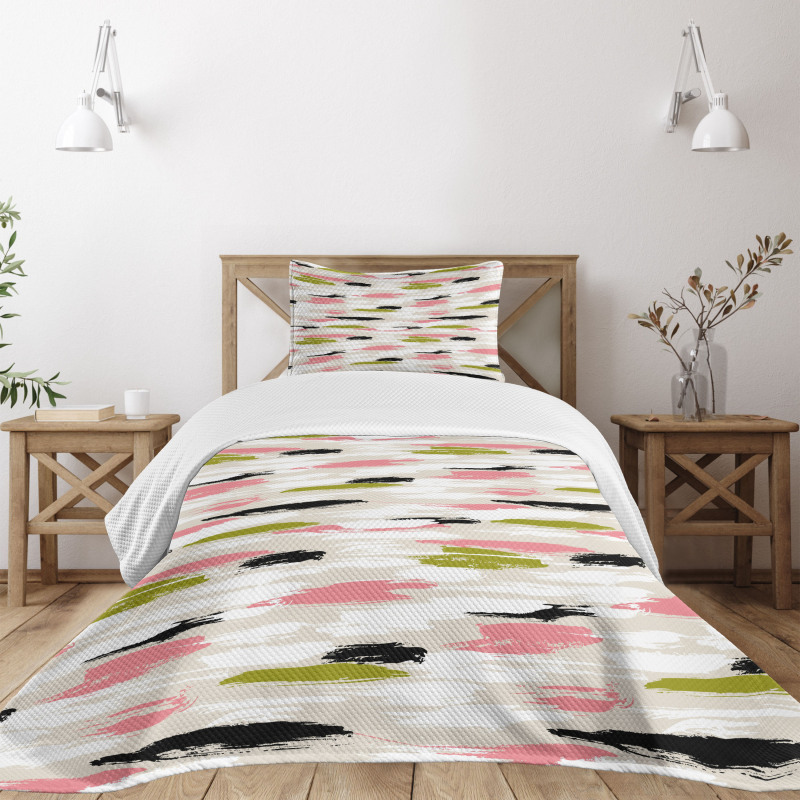 Thick Brushstrokes Stripes Bedspread Set