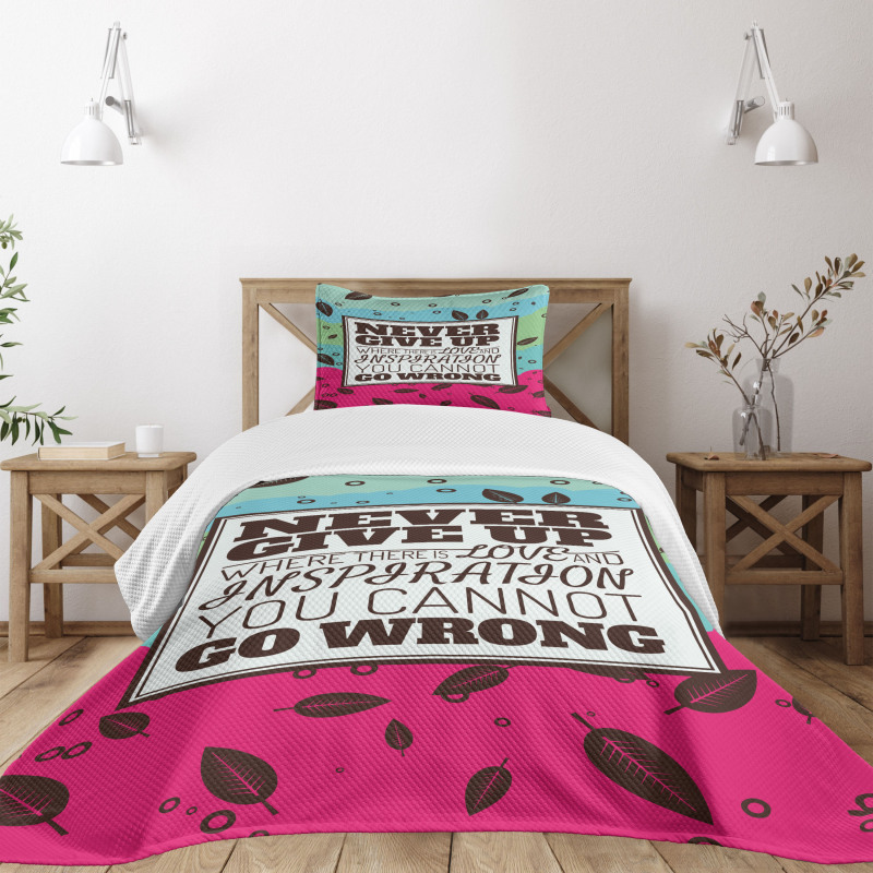 Never Give up Frame Retro Bedspread Set