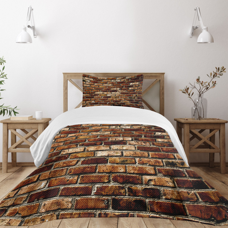 Old Grunge Brick Wall Bedspread Set