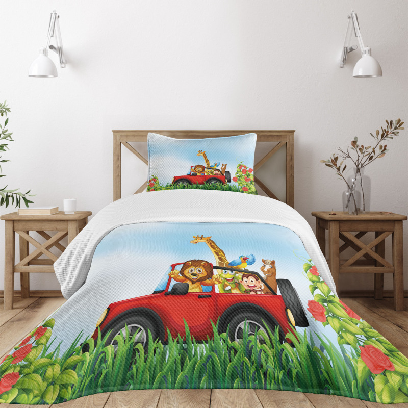 Cartoon Wildlife Animals Bedspread Set