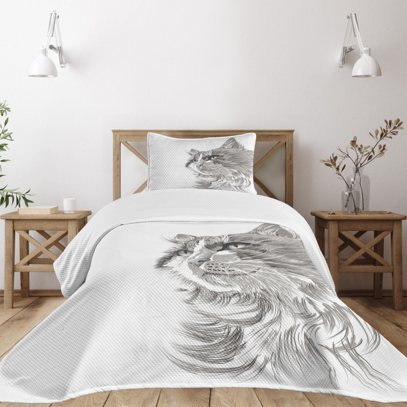 Cat Portrait Kitten Bedspread Set