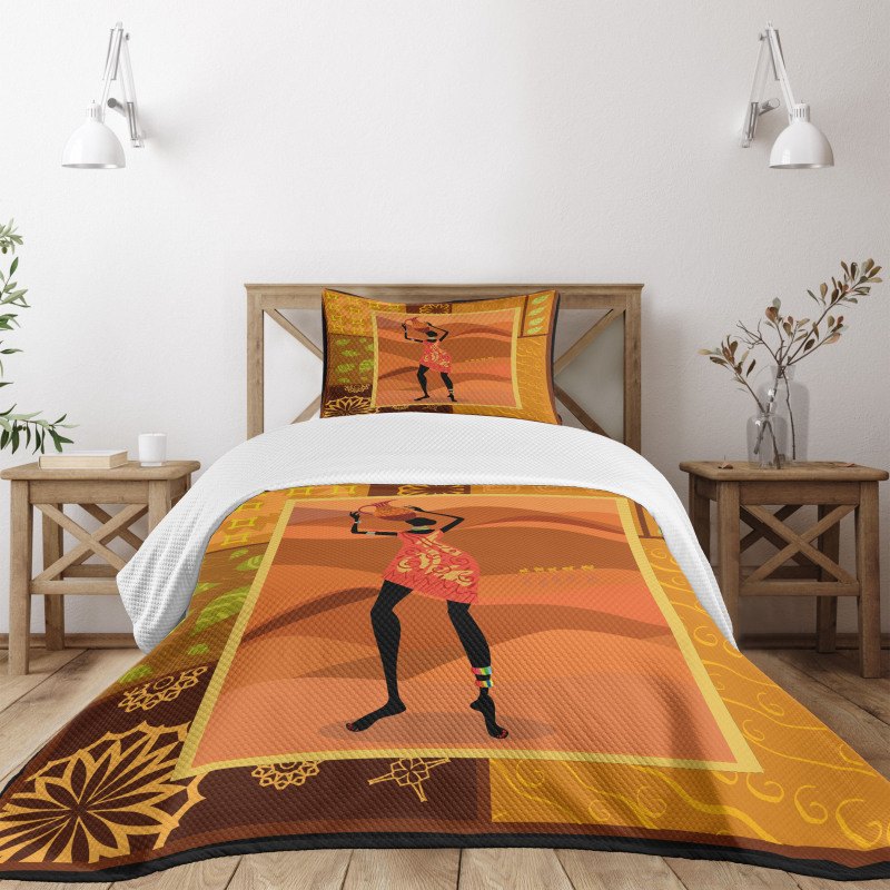 Native Zulu Girl Bedspread Set