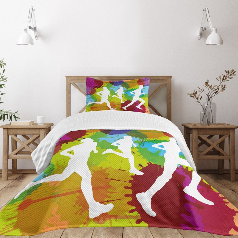 Runners in Watercolors Bedspread Set