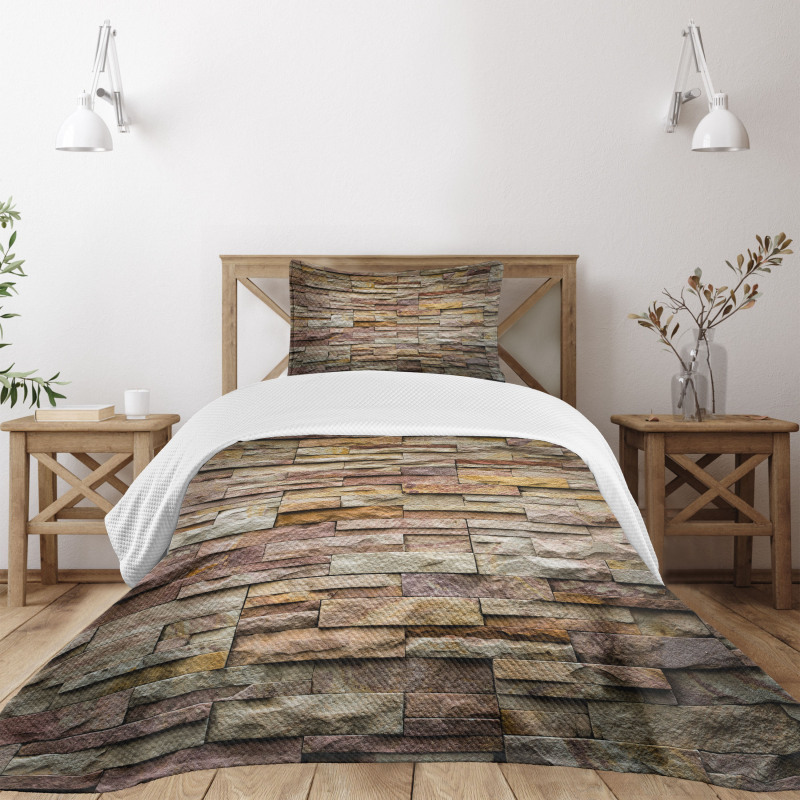 Urban Brick Slate Wall Bedspread Set