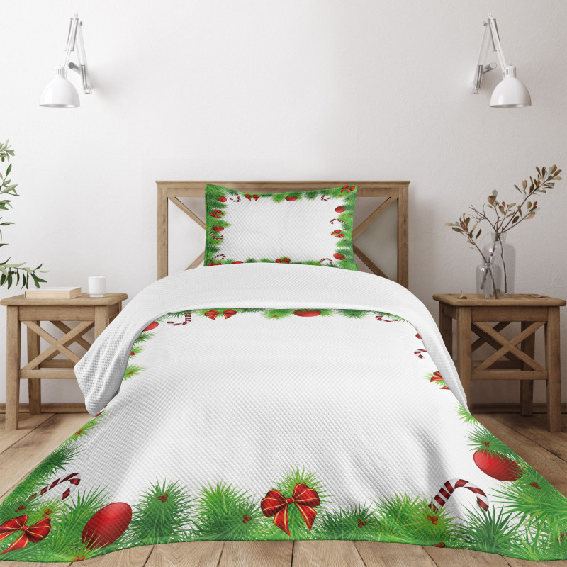 Pine Red Bows Bedspread Set