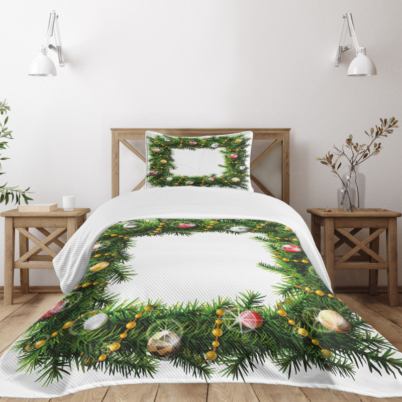 Winter Square Wreath Bedspread Set