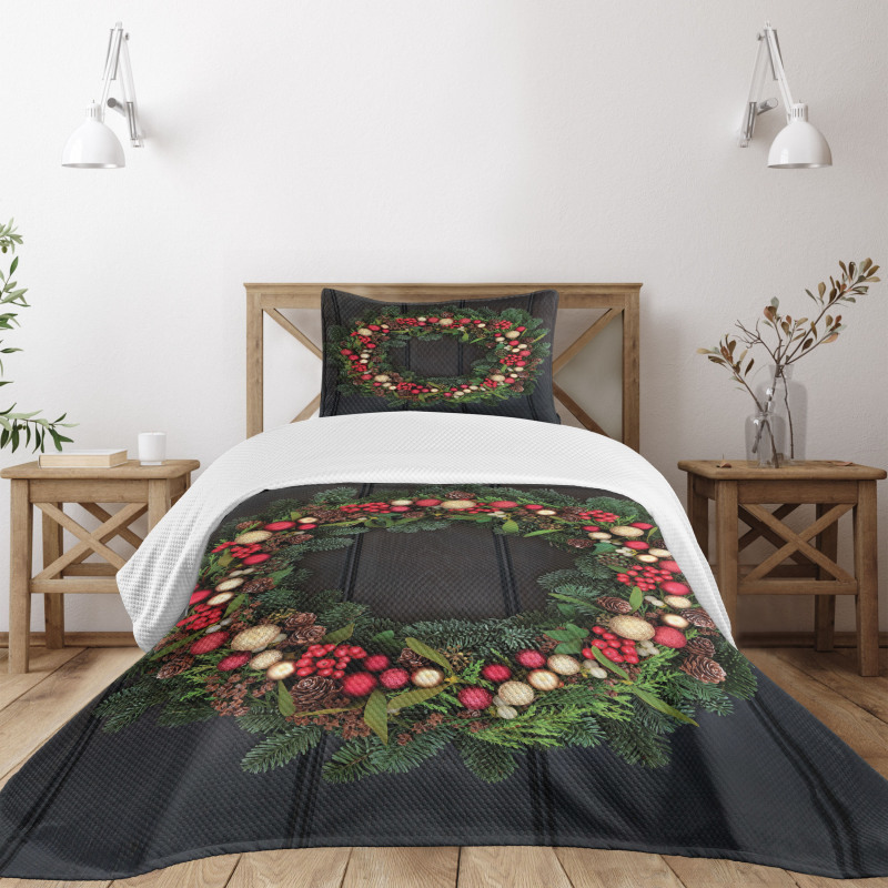 Fir Xmas Wreath Bedspread Set