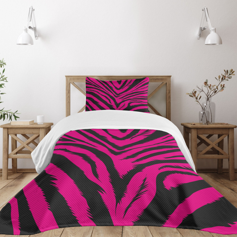 Hot Pink Zebra Skin Bedspread Set