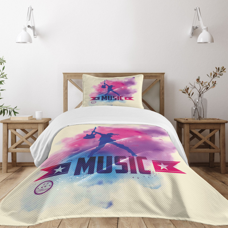 Rock Star and Guitar Bedspread Set