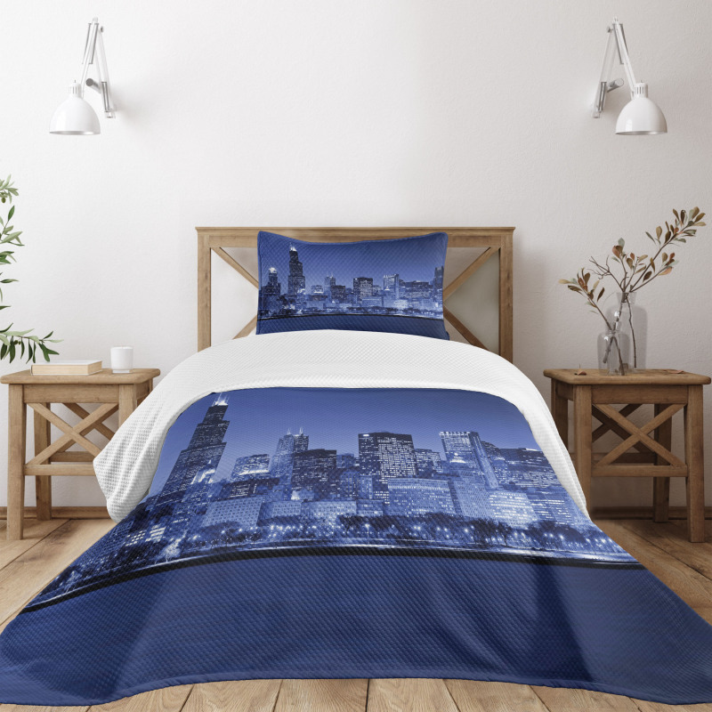 Chicago Skyline Night Bedspread Set