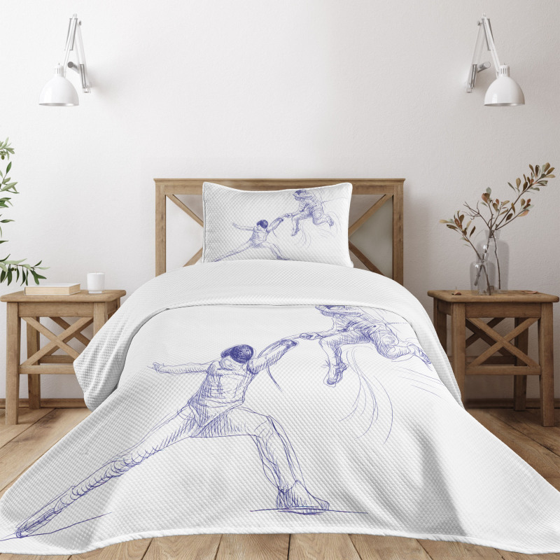 Fencing Duel Sketchy Bedspread Set