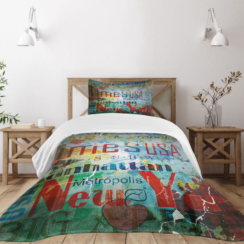 Grunge Words Culture Bedspread Set