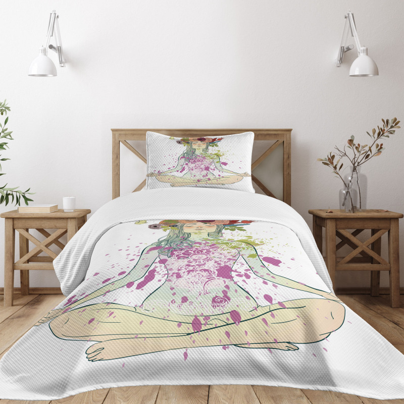 Girl Floral Wreath Lotus Bedspread Set