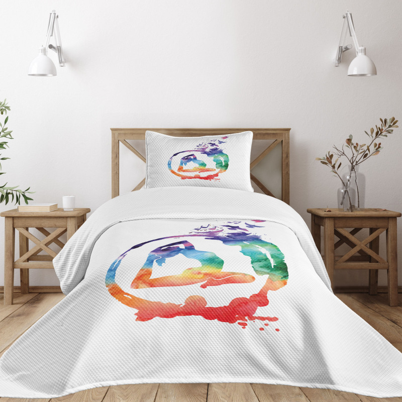 Watercolors Birds Music Bedspread Set