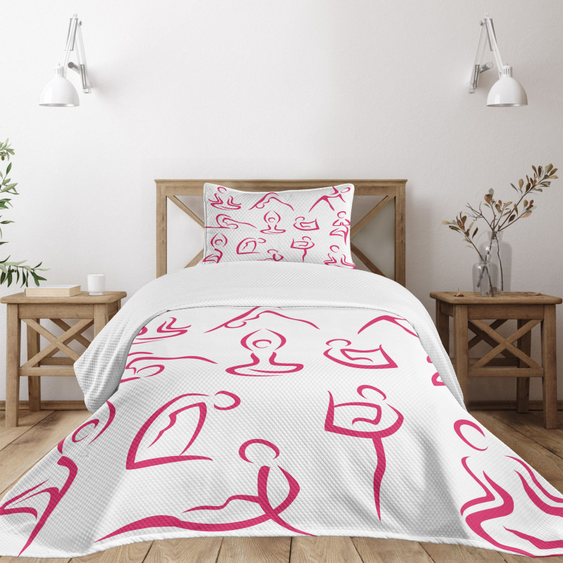 Doodle Women Exercises Bedspread Set