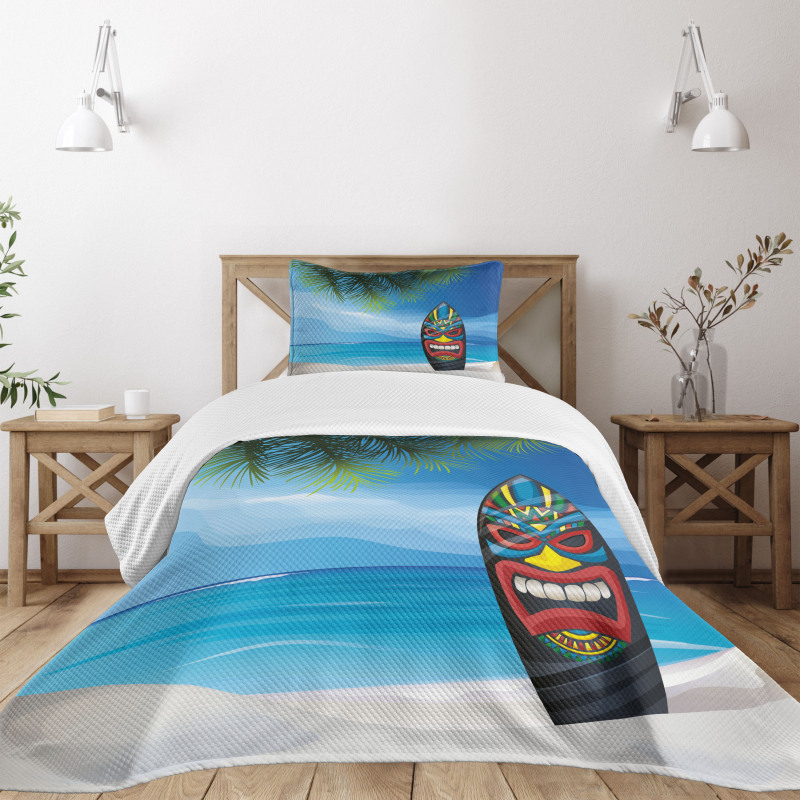 Tiki Surfboard Bedspread Set
