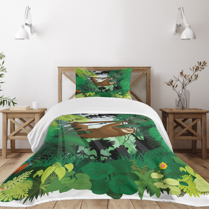 Vibrant Rainforest Plants Bedspread Set